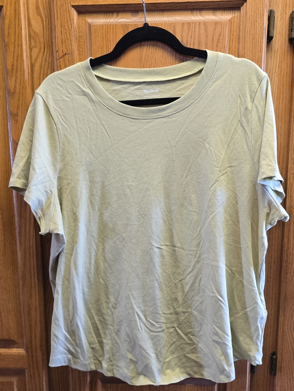 Madewell Women’s Softfade 100% Cotton, Light Sage Green Crew Neck Tee, Size XL